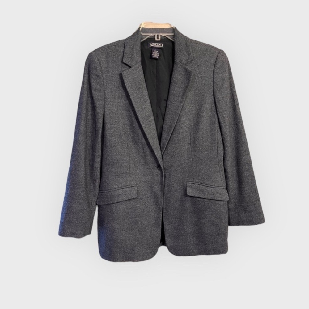 Vintage Land’s End Wool Cashmere Classic Blazer Preppy Professional Herringbone